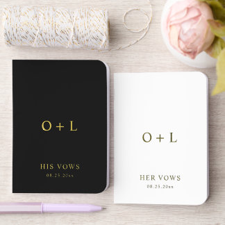 Monogram Black & Gold Her / His Vows Wedding Foil Vow Books