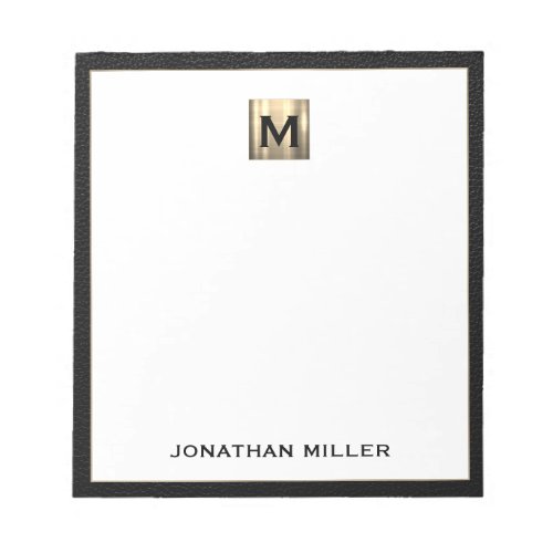 Monogram Black Gold Initial Name Notepad