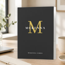 Monogram Black Gold Initial Personalized Name  Poc Pocket Folder