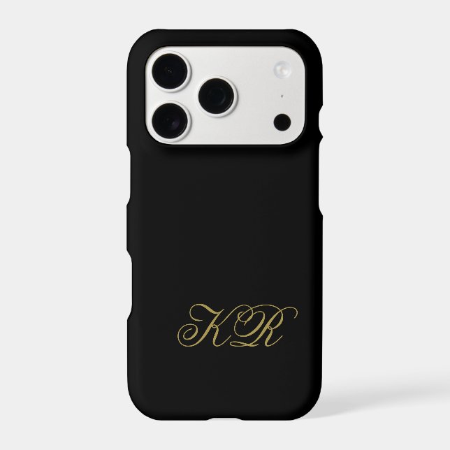 Monogram Black Gold Initials Minimalist Chic Men  iPhone Case (Back)