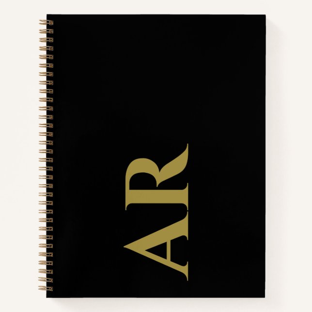 Monogram Black Gold Initials Minimalist Chic Men  Notebook (Front)