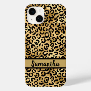 Monogram Black Gold Leopard Cheetah Print Case-Mate iPhone 14 Case