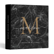 Monogram Black Gold Marble Script Office School 3 Ring Binder Monogram Black Gold Marble Script Office School 3 Ring Binder