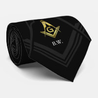 Monogram Black Gold Masonic Ties | Freemason Gifts