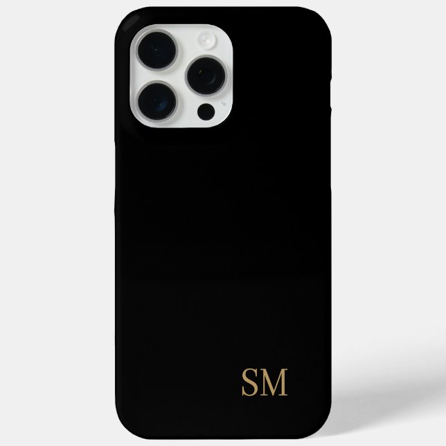Monogram Black Gold Minimalist Initials Case-Mate iPhone Case (Back)