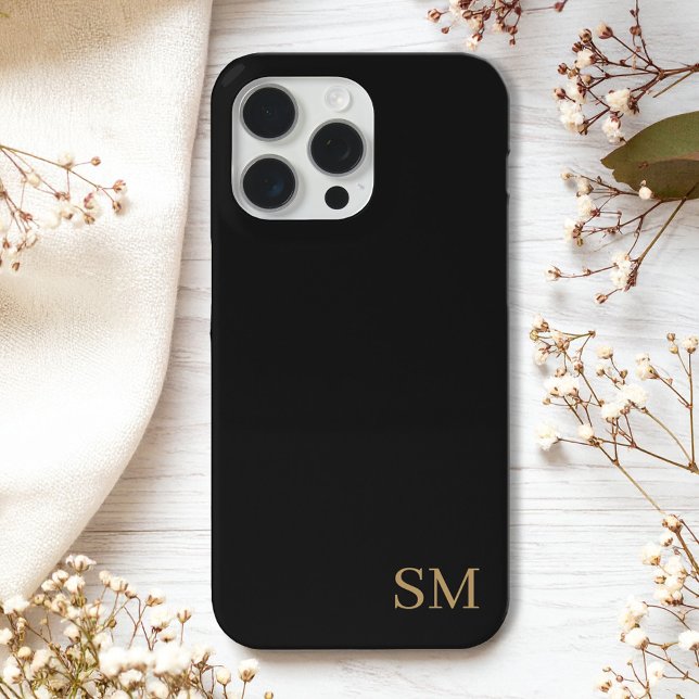 Monogram Black Gold Minimalist Initials Case-Mate iPhone Case (Creator Uploaded)