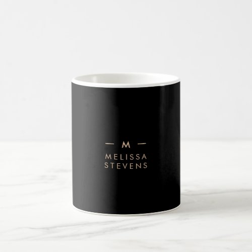 Monogram Black Gold  Modern Chic Elegant Coffee Mug