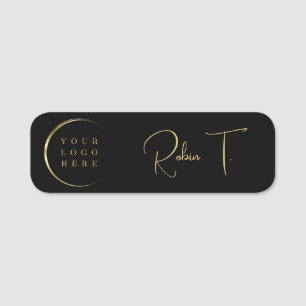 Monogram Black Gold Modern Elegant Business Logo Name Tag