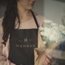 Monogram Black Gold | Modern Minimalist Elegant Apron