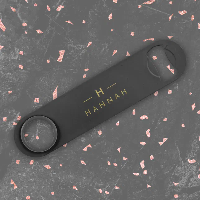 Monogram Black Gold | Modern Minimalist Elegant Bar Key
