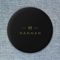 Monogram Black Gold | Modern Minimalist Elegant Button