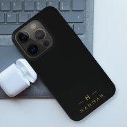 Monogram Black Gold | Modern Minimalist Elegant Iphone 15 Pro Case at Zazzle