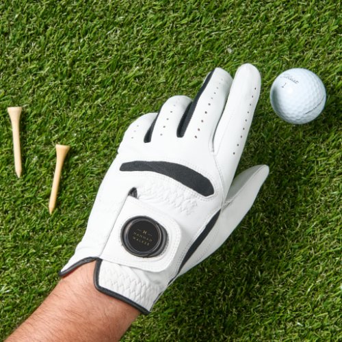 Monogram Black Gold  Modern Minimalist Elegant Golf Glove