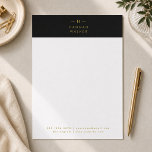 Monogram Black Gold | Modern Minimalist Elegant Letterhead<br><div class="desc">A simple stylish custom monogram design in a gold modern minimalist typography on an off black background. The monogram initials and name can easily be personalized along with the feature line to make a design as unique as you are! The perfect bespoke gift or accessory for any occasion.</div>