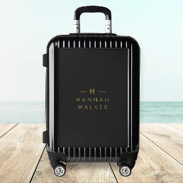 Monogram Black Gold | Modern Minimalist Elegant Luggage