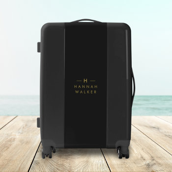 Monogram Black Gold | Modern Minimalist Elegant Luggage by GuavaDesign at Zazzle