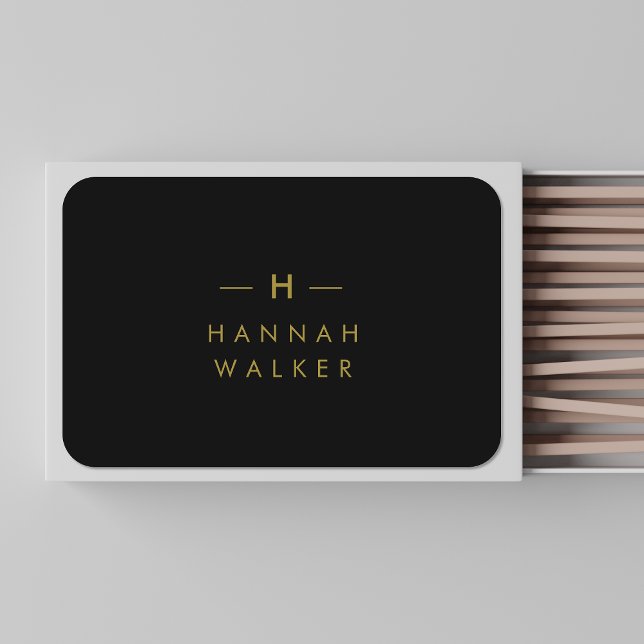 Monogram Black Gold | Modern Minimalist Elegant Matchboxes (Creator Uploaded)