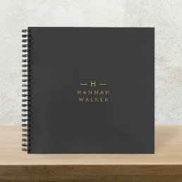 Monogram Black Gold | Modern Minimalist Elegant Notebook