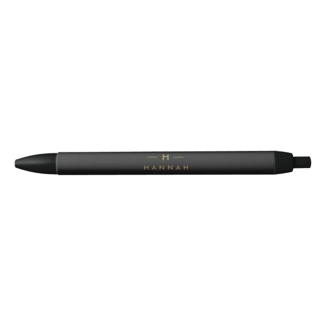 Monogram Black Gold | Modern Minimalist Elegant Pen (Front)