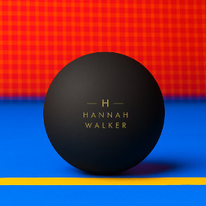 Monogram Black Gold | Modern Minimalist Elegant Ping Pong Ball