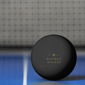 Monogram Black Gold | Modern Minimalist Elegant Ping Pong Ball