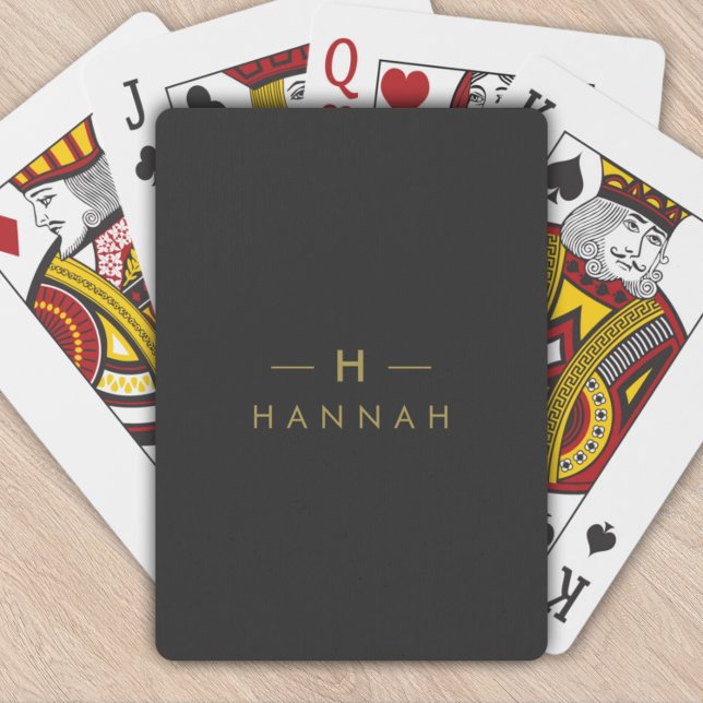 Monogram Black Gold | Modern Minimalist Elegant Poker Cards (Creator Uploaded)