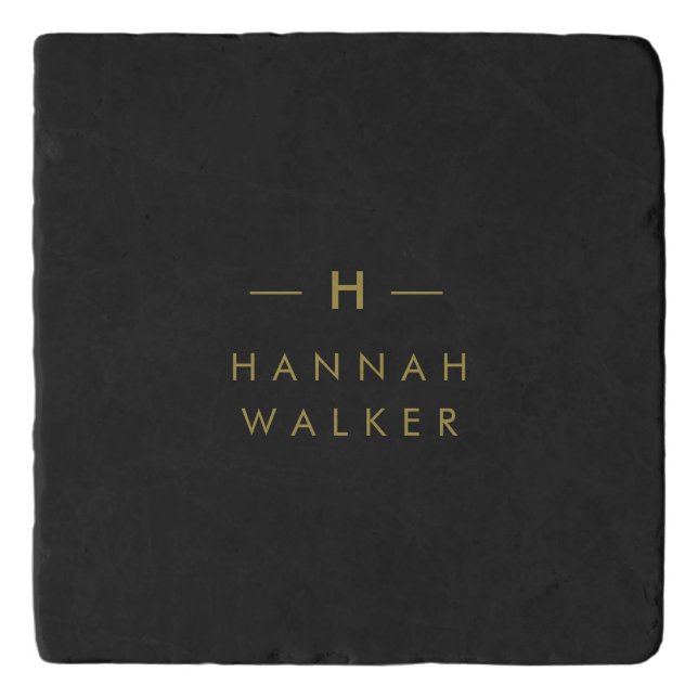 Monogram Black Gold | Modern Minimalist Elegant Trivet (Front)