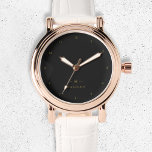 Monogram Black Gold | Modern Minimalist Elegant Watch<br><div class="desc">A simple stylish custom monogram design in a gold modern minimalist typography on an off black background. The monogram initials and name can easily be personalized along with the feature line to make a design as unique as you are! The perfect bespoke gift or accessory for any occasion.</div>