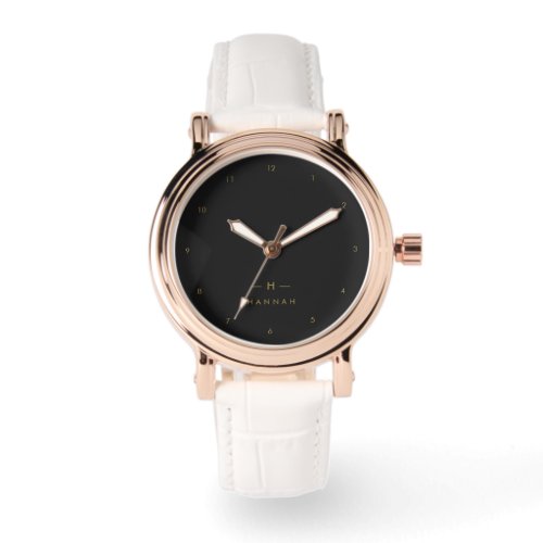 Monogram Black Gold  Modern Minimalist Elegant Watch