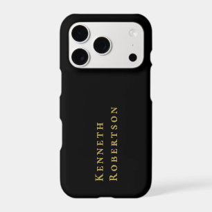 Monogram Black Gold Name Modern Minimalist Men iPhone 17 Pro Case
