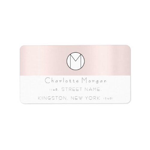 Monogram Black Gold Pink Pastel Minimal VIP RSVP Label