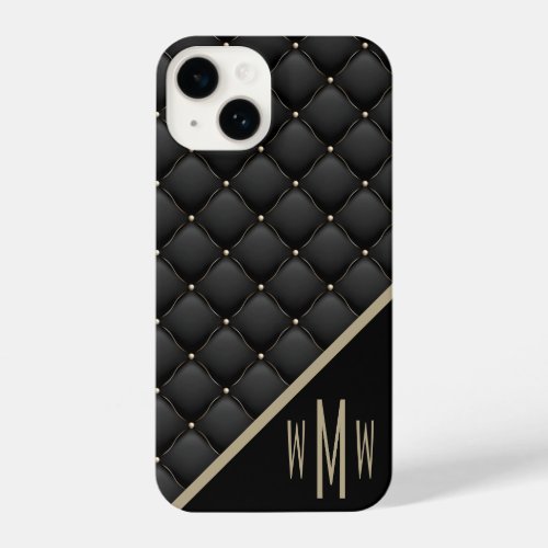  Monogram Black Gold Stud iPhone 14 Case