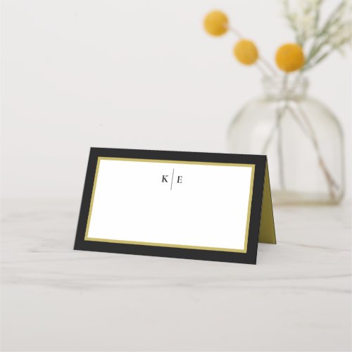 Monogram Black Gold Table Place Card