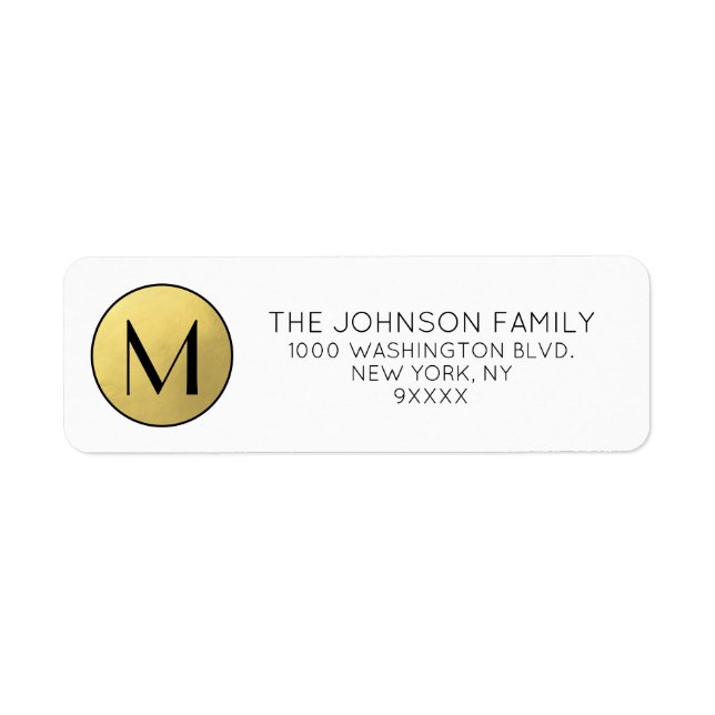 Monogram Black Gold White Business Elegant Label (Front)