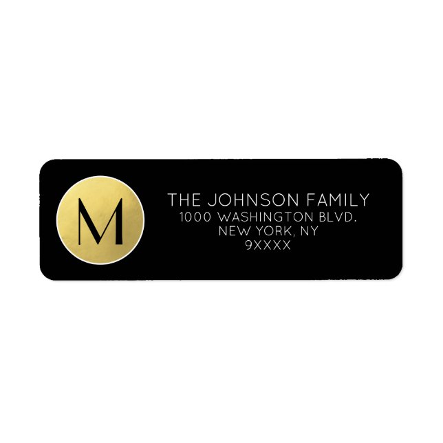 Monogram Black Gold White Business Elegant Label (Front)