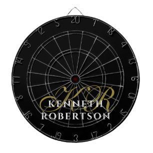 Monogram Black Gold White Minimalist Styling Men Dart Board