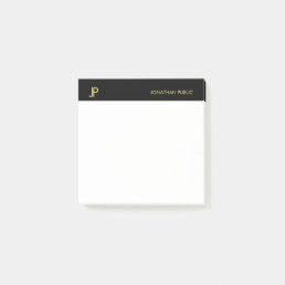 Monogram Black Gold White Modern Simple Template Post-it Notes