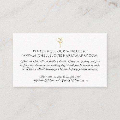 Monogram black gold white website info enclosure card