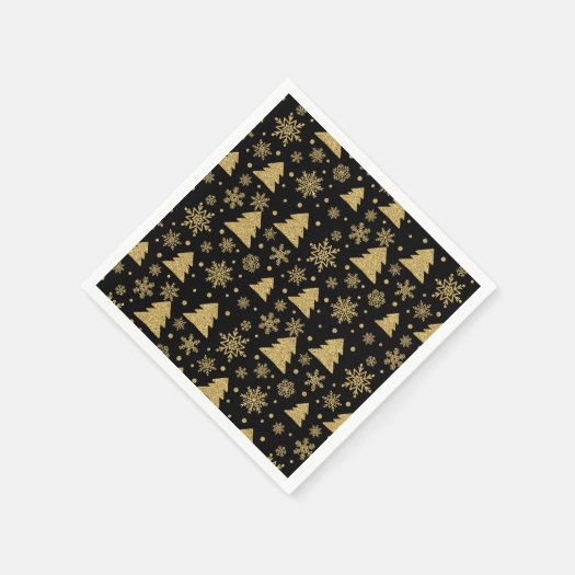Monogram Black Golden Christmas Tree Snowflakes