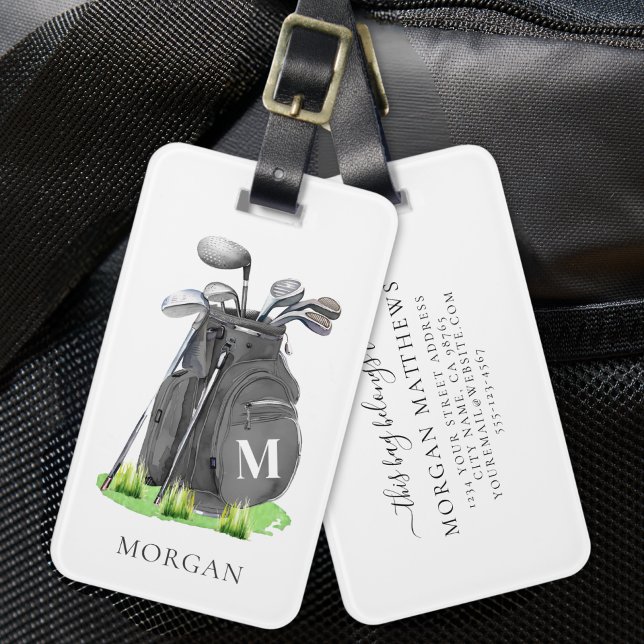 Monogram Black Golf Bag Luggage Tag (Monogram Black Golf Bag Luggage Tag)