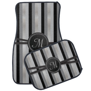 Monogram Black, Gray and Silver Stripes Car Floor Mat