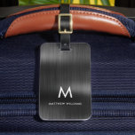 Monogram Black Gray Faux Metal Steel Styled Custom Luggage Tag<br><div class="desc">A stylish modern monogrammed luggage tag to help identify your belongings. Great for attaching to your luggage,  laptop bag,  golf bag,  carry-on,  and backpack. This product also makes a lovely gift for Father's Day,  birthdays,  graduations,  weddings,  and more. Please note,  metallic details are simulated.</div>