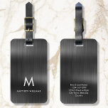 Monogram Black Gray Faux Metal Steel Styled Custom Luggage Tag<br><div class="desc">A stylish modern monogrammed luggage tag to help identify your belongings. Great for attaching to your luggage,  laptop bag,  golf bag,  carry-on,  and backpack. This product also makes a lovely gift for Father's Day,  birthdays,  graduations,  weddings,  and more. Please note,  metallic details are simulated.</div>