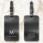 Monogram Black Gray Faux Metal Steel Styled Custom Luggage Tag<br><div class="desc">A stylish modern monogrammed luggage tag to help identify your belongings. Great for attaching to your luggage,  laptop bag,  golf bag,  carry-on,  and backpack. This product also makes a lovely gift for Father's Day,  birthdays,  graduations,  weddings,  and more. Please note,  metallic details are simulated.</div>