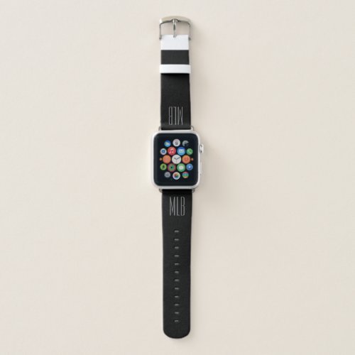 Monogram Black Gray Minimalist Gender Neutral Uni Apple Watch Band