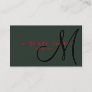 Monogram Black green color background Business Card
