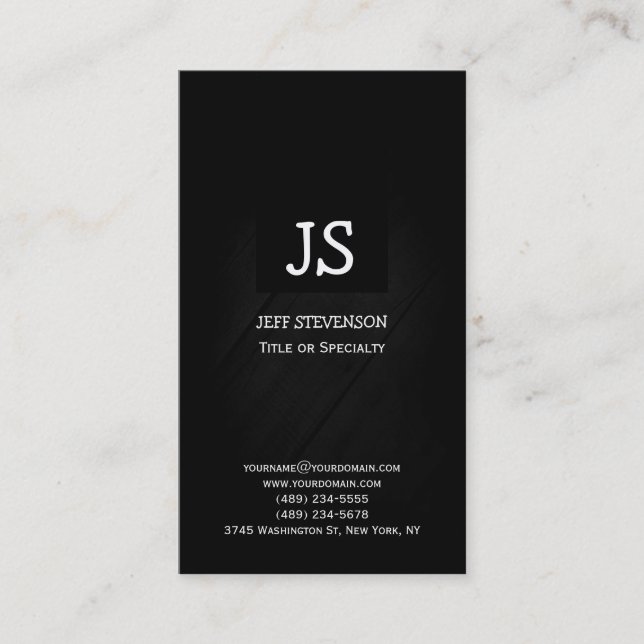 Monogram Black Grey Consultant Business Card (Front)