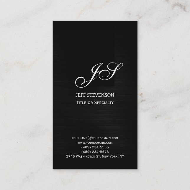 Monogram Black Grey Consultant Business Card (Front)