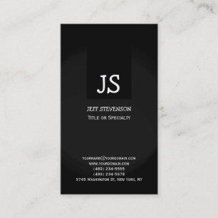 Monogram Black Grey Consultant Business Card