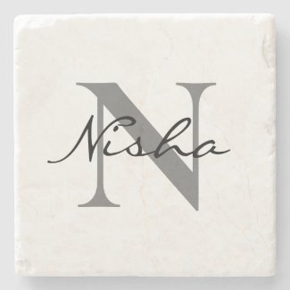 Monogram Black Grey Script Name Initial
